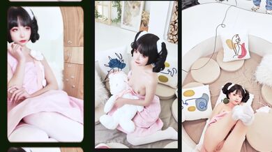 稀有露脸 高端摄影ACG业界女神爆机少女 喵小吉 小清新《蜜桃乌龙》粉色少女蜜鲍愈加饱满 无比紧实的感觉 (1)